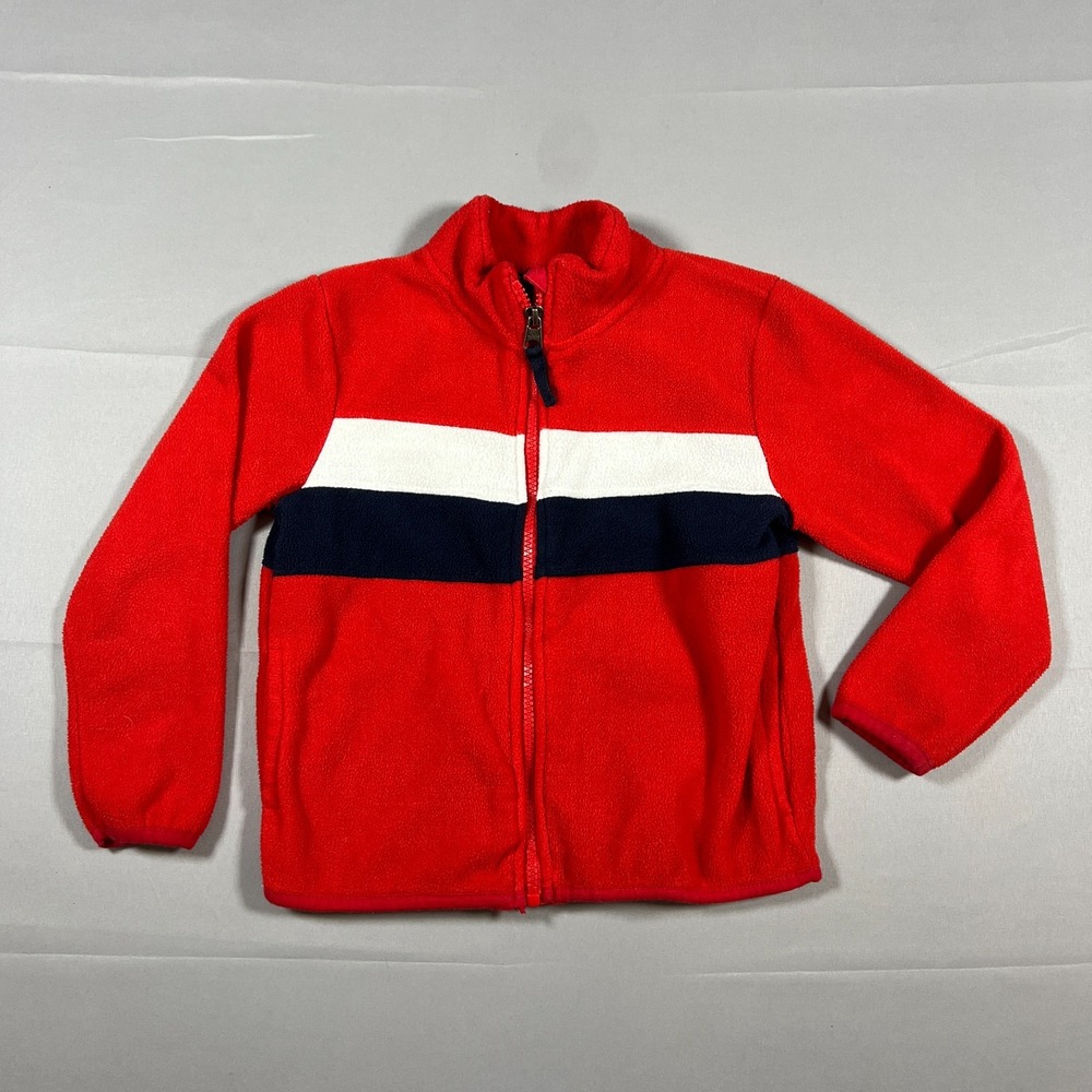 Vintage Tommy Hilfiger Fleece Jacket Kids 6 Red Global Stripe Full Zip Winter